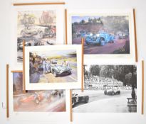 [Motoring] limited print (2000) 'Feltham Flyers' signed by Alan Fearnley and with signature of