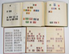 Pair of Stanley Gibbons New Imperial Green Stamp albums, sparsely-filled and two stockbooks of GB