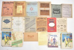 Circa 1920s and 30s vintage bicycle brochures including many Triumph examples and accessory