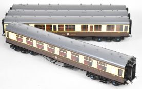 Tower Brass rake of four gauge 1 GWR Collett coaches comprising brake third, composite, all third