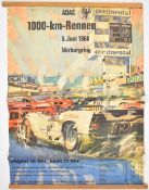 [Motor Racing] 1966 German original vintage colour poster for the ADAC 1000km Rennen 5 Juni 1966