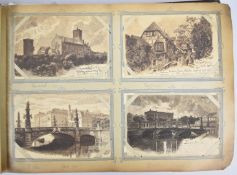 Edwardian floral album inscribed 1901 containing approximately four hundred postcards, many European