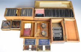 Collection of magic lantern slides comprising a complete boxed coloured set of The Diverting History