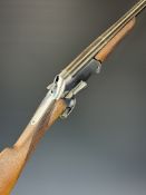 English 12 bore single barrelled hammer action folding poacher's shotgun with chequered grip and