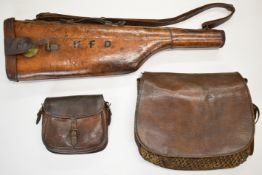 Leather leg of mutton shotgun case with fitted interior and brass lock 78cm long together with a