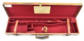 Henry Atkin leather and brass bound shotgun carry case with fitted interior and 'Henry Atkin Ltd Gun
