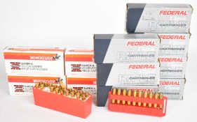 Two hundred and fourteen .223 Remington rifle cartridges Winchester Super-X and Federal Classic, all