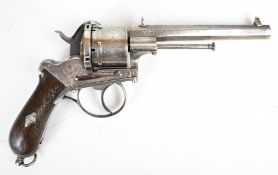 Eugene Lefaucheux 11mm six-shot double-action pinfire revolver with engraved frame, trigger guard,