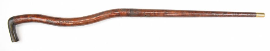 Unnamed metal walking cane air gun with screw in rhino or similar horn handle, wood effect finish,