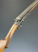 El Faisan .410 side by side hammer action folding poacher's shotgun with engraved birds to the locks