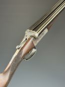 Hardy Bros of Alnwick 12 bore side by side ejector shotgun with named and engraved locks, engraved