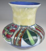 Royal Doulton art pottery squat vase with flared neck and inscribed potter's marks to base, H15cm