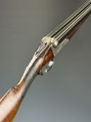 Joseph Lang & Son 12 bore side by side ejector shotgun with named and border engraved locks,