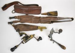 A collection of vintage gun, shooting and re-loading items comprising 20 and 16 bore roll-turnover