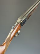 AYA .410 side by side shotgun with named and engraved locks, border engraved underside, trigger