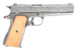 BBM Bruni 8mm blank firing pistol with chequered wooden grips and multi-shot magazine, NVSN IF YOU