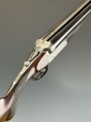 Midland Gun Co 12 bore side by side shotgun with named and engraved locks, engraved underside,