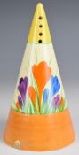 Clarice Cliff for Wilkinson Pottery Art Deco sugar shifter decorated in the Crocus pattern, H14cm