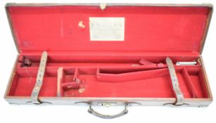 Stephen Grant & Son leather and brass bound shotgun carry case with fitted interior and 'Stephen