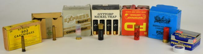 A collection of shotgun cartridges and cartridge re-loading items comprising 85 12 bore