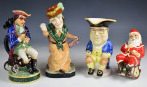 Four Kevin Francis character jugs comprising Gin Woman boxed with certificate, Dick Turpin, Henry