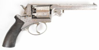 John Blissett Adam's patent 54 bore 5-shot double-action revolver with chequered wooden grips,