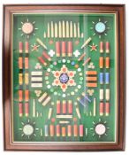 Shotgun and rifle cartridge shop or advertising display board including 8, 10, 12, 16, 20 and 28