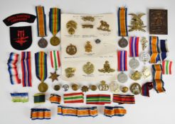 A large quantity of militaria comprising two WW1 medal pairs consisting of British War Medal and