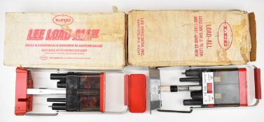 Lee Load-All and Load-All II 12 bore shotgun cartridge re-loading presses, both in original boxes.