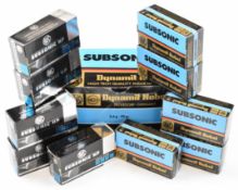 Five hundred .22 LR RWS Dynamit Nobel Subsonic 2.6g 40 gr rifle cartridges, all on original boxes.
