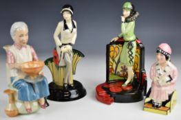 Four Kevin Francis figures comprising Clarice Cliff Centre Stage, Lucie Rie, Little Clarice and