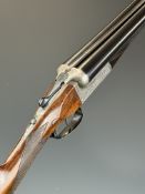 William Evans 12 bore side by side ejector shotgun with named and engraved locks, scrolling