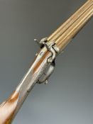 Arthur Allan of Glasgow 12 bore pinfire side by side hammer action shotgun with named and engraved