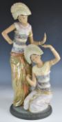 Lladro figural group female Thai dancers, H54cm