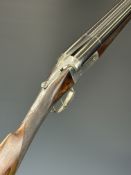French 12 bore assisted-opening side by side ejector shotgun with chequered grip and forend,