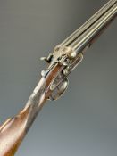 C H Smith & Co 12 bore side by side hammer action shotgun with engraved locks, hammers, trigger