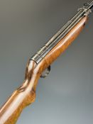 Webley Mark 3 .22 under-lever air rifle with plaque inset to the stock, adjustable sights and semi-