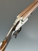 C G Bonehill 12 bore side by side shotgun with push forwards underlever, cocking indicators,