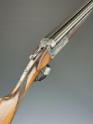 Spanish 20 bore side by side ejector shotgun with engraved locks, underside, trigger guard, top