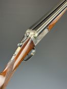 Master 12 bore side by side ejector shotgun with chequered grip and forend, double trigger and named