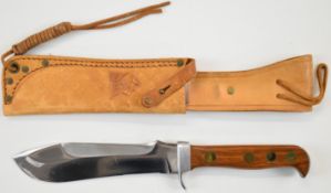 Puma Auto Messer 6390, military or hunting knife with named blade, brass riveted wooden handle and