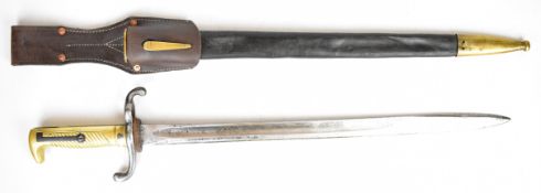Imperial German Mauser m1871 bayonet with 46.5cm blade marked Gerb Weyersberg and W75, stamped 13.