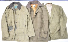 Three gentleman's tweed shooting jackets comprising Alan Paine Country Collection (XL), Deerhunter