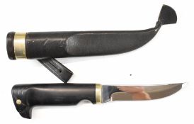 Fiskars Finland, deer skinning sheath knife with named stainless steel 12.5cm blade and eagle's head