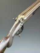 Charles Osbourne 8 bore side by side double barrelled hammer action shotgun with named and