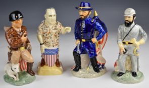 Four Kevin Francis American military jugs / figures comprising Stonewall Jackson, General Patton,