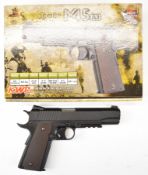 KWC M45 A1 .177 CO2 air pistol with chequered grips and 21 shot magazine, serial number 48016182, in