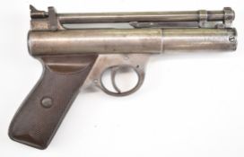 Webley Senior .177 air pistol with chequered Bakelite grips, serial number S18524. IF YOU REQUIRE