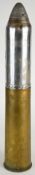 Inert WW1 18 pounder shell case, chrome plated projectile and timer cone, the shell case dated 1915,