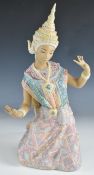 Lladro figurine female Thai dancer, H39cm